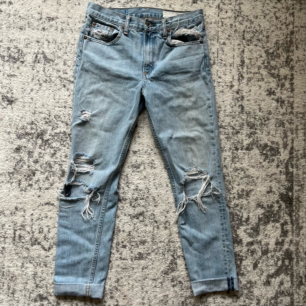 *SOLD* rag & bone Sky Blue Distressed High Rise Jeans